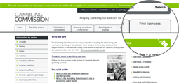 Gambling Commission page screenshot